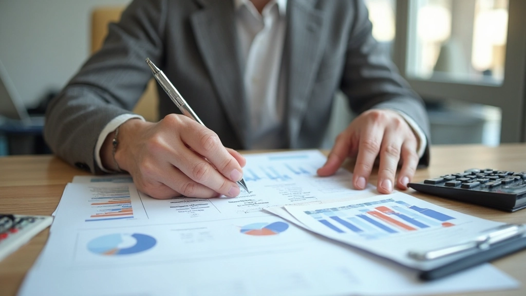 Persoon werkend aan schuldenreductieplan met calculator en grafieken