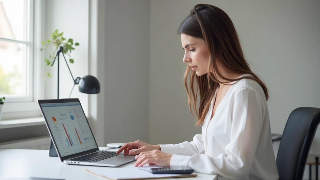 Professionele financiële planning workspace met budget spreadsheet en calculator